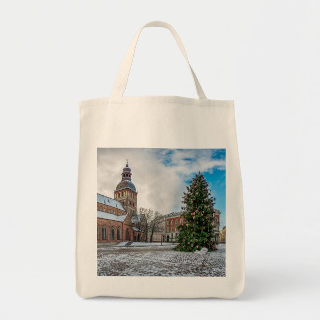 Dome square with Christmas tree in Riga Tote Bag (Front)