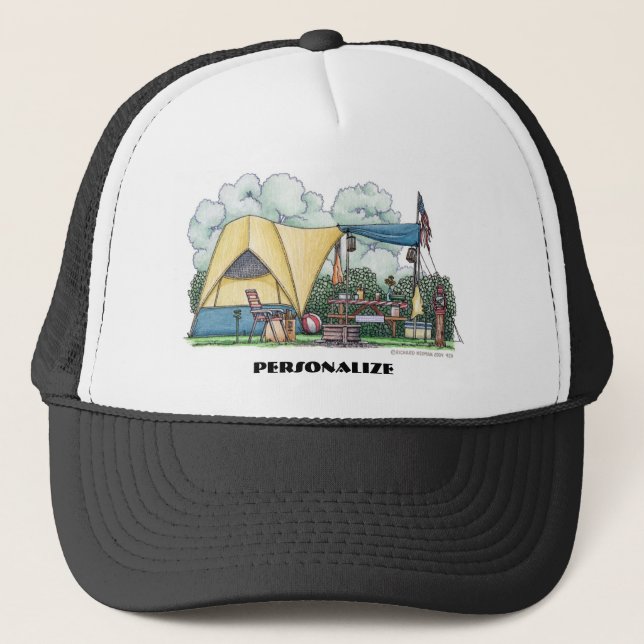 Dome Tent Camper Camping Hats (Front)
