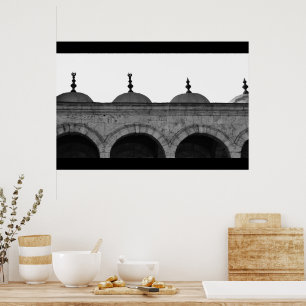 Domes of Cairo Mosque B&W Poster