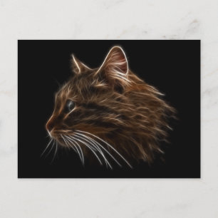 Domestic Cat Kitten Head Fractal Profile Postcard
