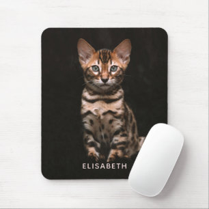 Domestic Cat Kitten Leopard Spots Personalised Mouse Pad