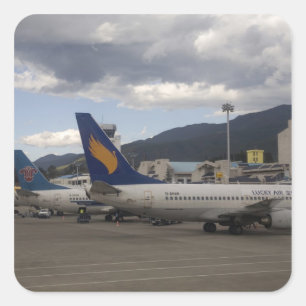 Domestic Chinese jet airliners lined up at Square Sticker