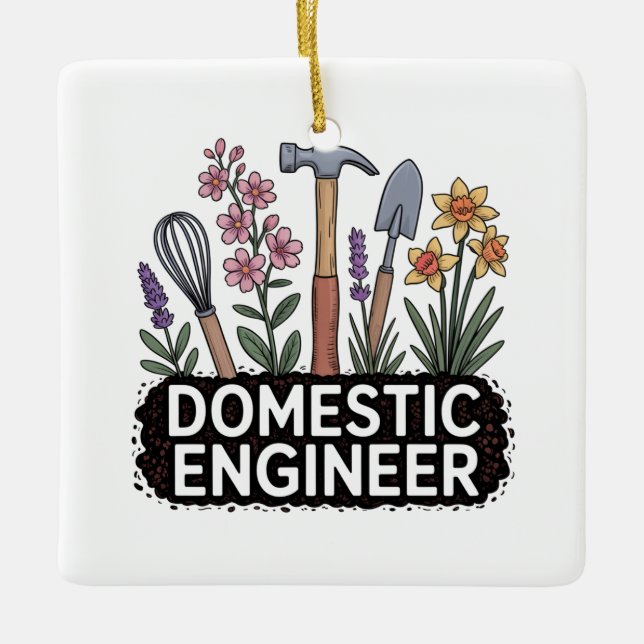 Domestic Engineer Ceramic Ornament (Front)