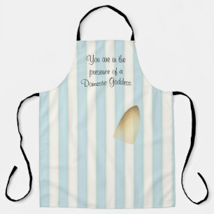 Domestic Goddess Funny Blue Stripes Iron Burn Mark Apron