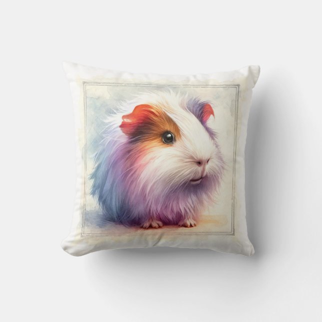 Domestic Guinea Pig AREF401 - Watercolor Cushion (Front)