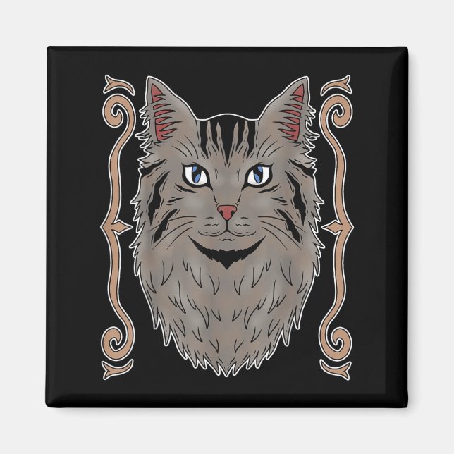 Domestic Long Hair Cat Magnet (Front)