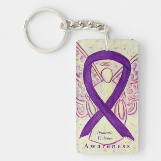 Domestic Violence Angel Awareness Ribbon Keychain (Front)