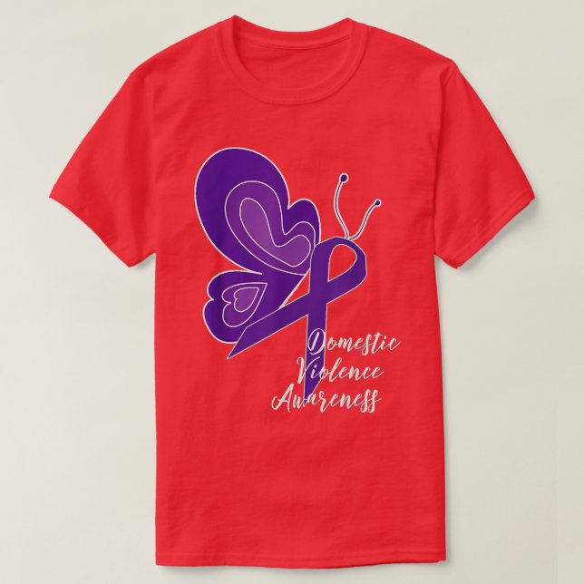 DOMESTIC VIOLENCE AWARENESS ABUSE PURPLE RIBBON BU T-Shirt (Design Front)