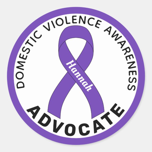 Domestic Violence Awareness Advocate Ribbon White  Classic Round Sticker (Front)