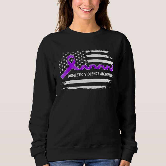 Domestic Violence Awareness American Flag   Purple Sweatshirt (Front)