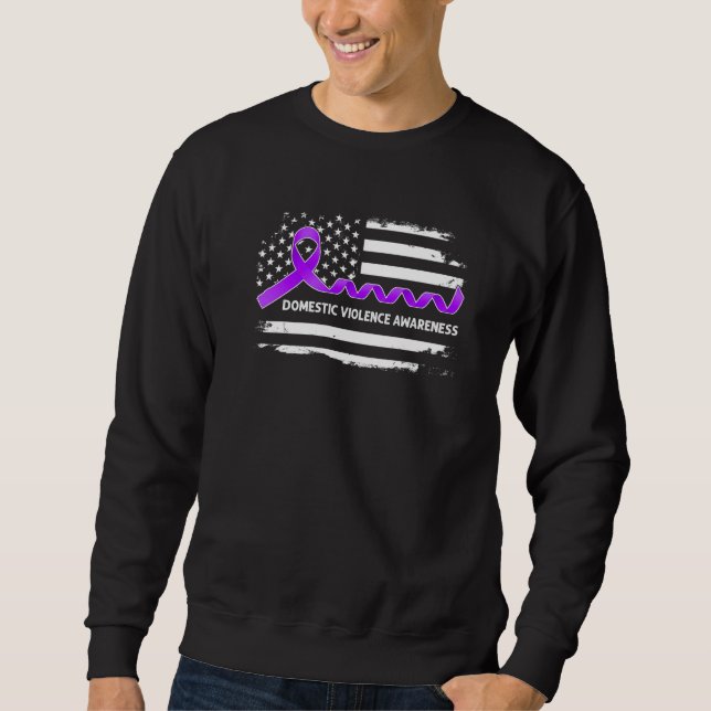 Domestic Violence Awareness American Flag  Purple  Sweatshirt (Front)