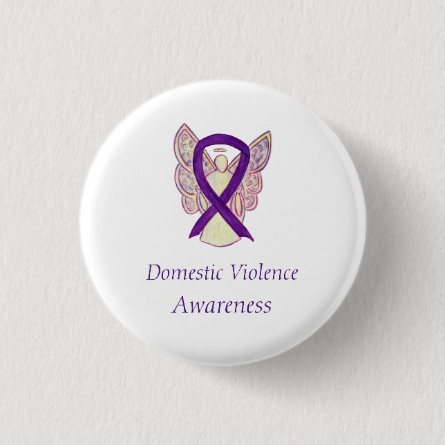 Domestic Violence Awareness Angel Ribbon Pin (Front)