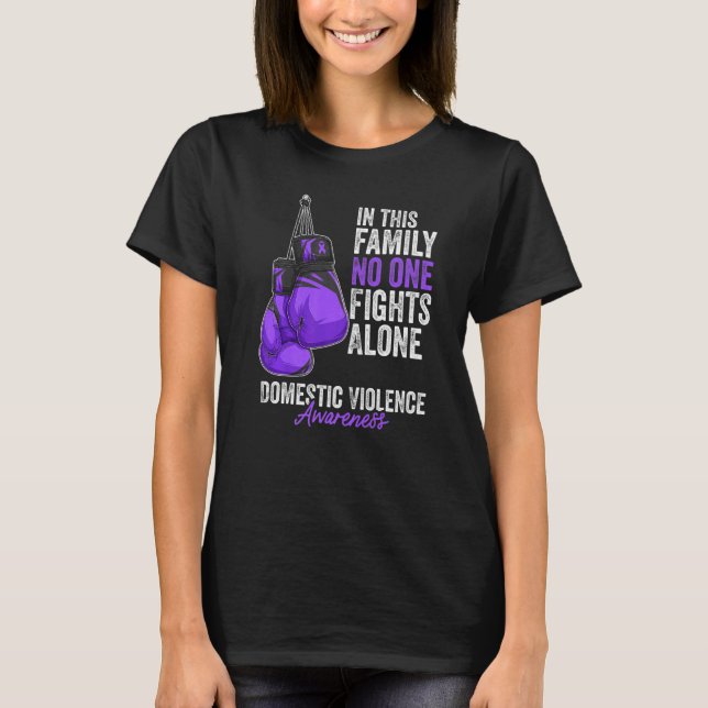 Domestic Violence Awareness Month Gloves Purple Ri T-Shirt (Front)