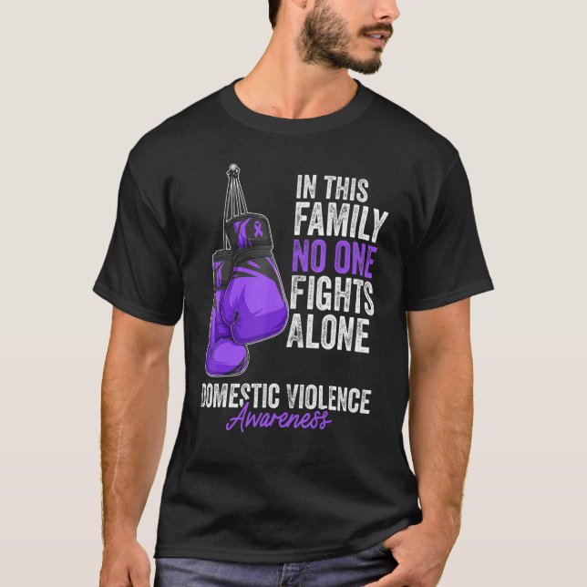 Domestic Violence Awareness Month Gloves Purple Ri T-Shirt (Front)
