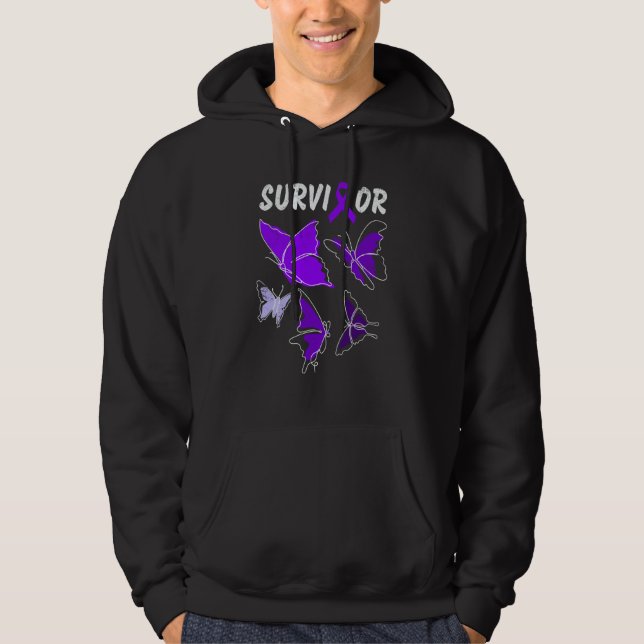Domestic Violence Awareness purple butterflies Sur Hoodie (Front)
