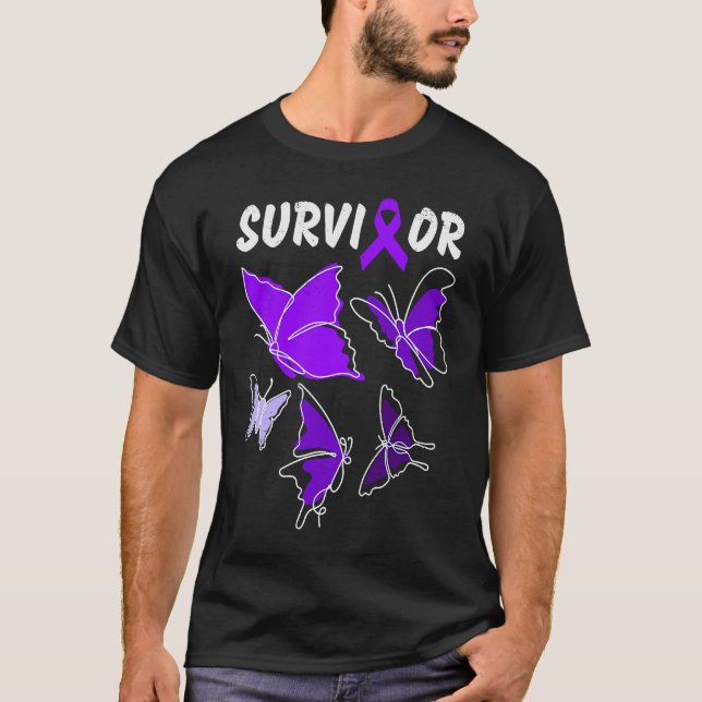 Domestic Violence Awareness purple butterflies Sur T-Shirt (Front)