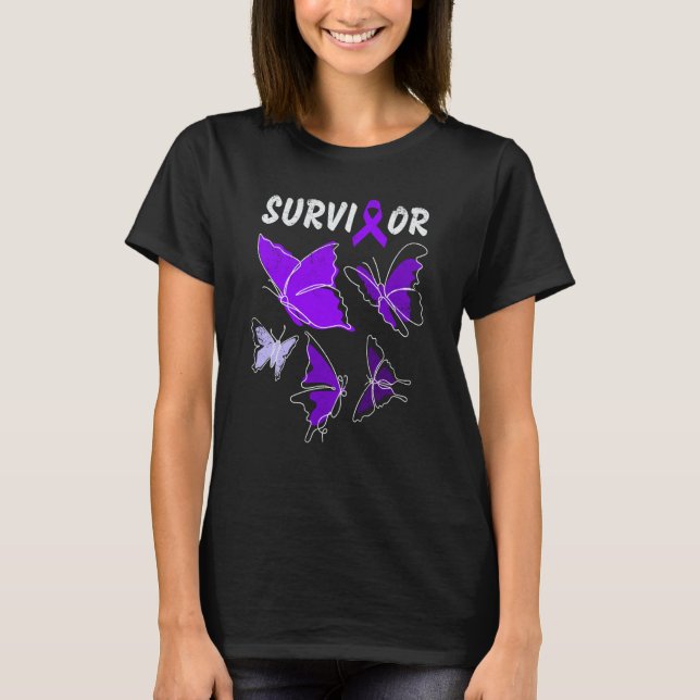 Domestic Violence Awareness purple butterflies Sur T-Shirt (Front)