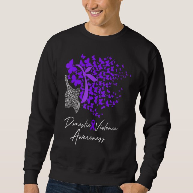Domestic Violence Awareness  Purple Butterflies Sweatshirt (Front)