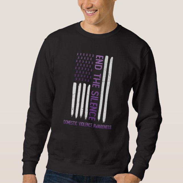 Domestic Violence Awareness Purple USA Flag End Th Sweatshirt (Front)