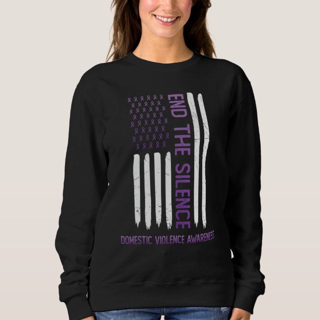 Domestic Violence Awareness Purple USA Flag End Th Sweatshirt (Front)