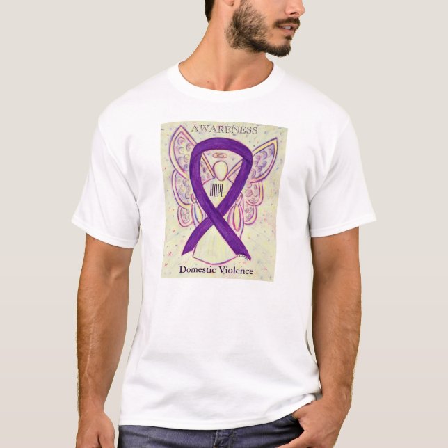 Domestic Violence Awareness Ribbon Angel T-Shirt (Front)