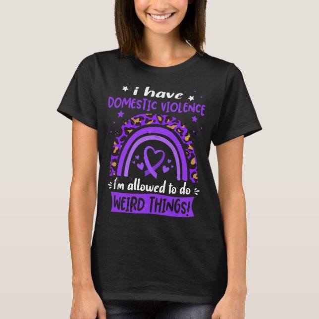 Domestic Violence Awareness Ribbon Support Gifts T-Shirt (Front)
