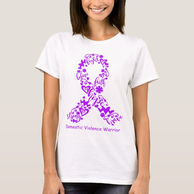 Domestic Violence Awareness Ribbon Support Gifts T-Shirt (Front)