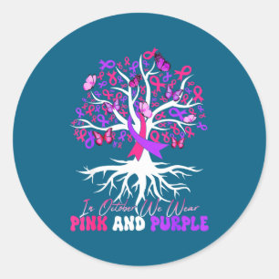 Domestic Violence Breast Cancer Awareness Classic Round Sticker