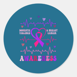 Domestic Violence Breast Cancer Awareness Classic Round Sticker