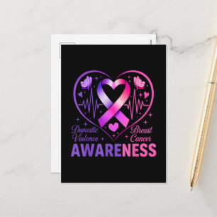 Domestic Violence Breast Cancer Awareness Holiday Postcard