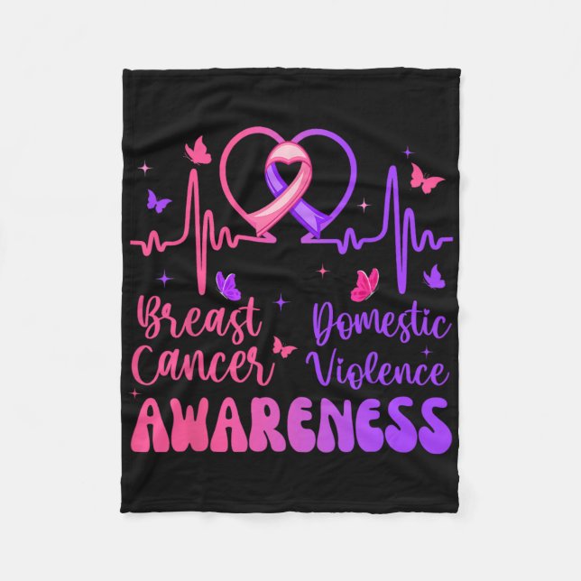 Domestic Violence Breast Cancer Awareness Month He Fleece Blanket (Front)