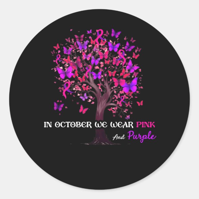 Domestic Violence Breast Cancer Awareness Month Ri Classic Round Sticker (Front)