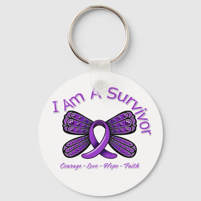 Domestic Violence Butterfly I Am A Survivor Key Ring (Front)