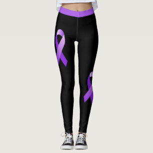 Domestic Violence DV Awareness Purple Ribbon Leggings