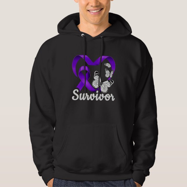 Domestic Violence Survivor purple heart butterflie Hoodie (Front)