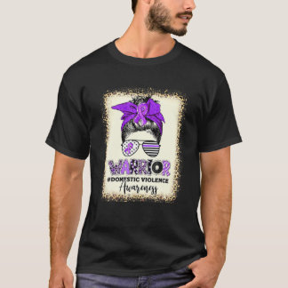 Domestic Violence Warrior Ribbon Purple Awareness T-Shirt