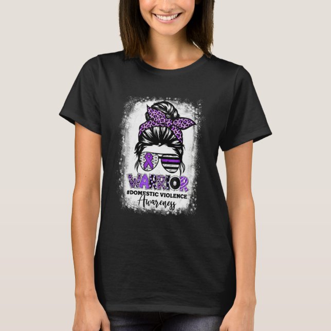 Domestic Violence Warrior Ribbon Purple Warrior Me T-Shirt (Front)
