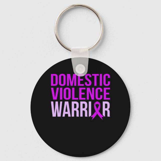 Domestic Violence Warrior Support Awareness Month Key Ring (Front)
