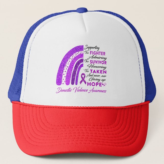 Domestic Violence Warrior Supporting Fighter Trucker Hat (Front)