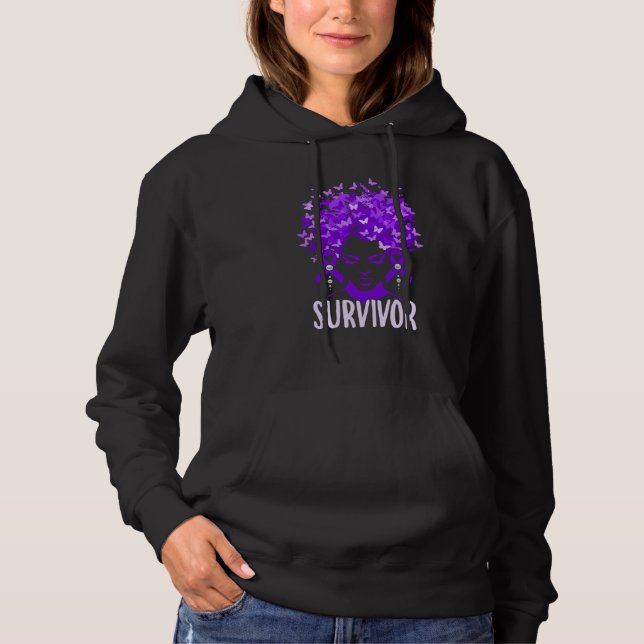 Domestic Violence Women purple butterflies Survivo Hoodie (Front)