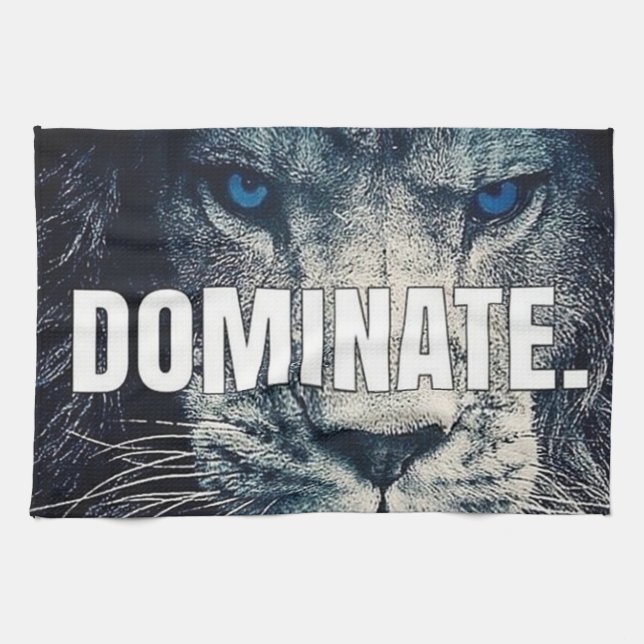 Dominate - Lion Motivational Tea Towel (Horizontal)