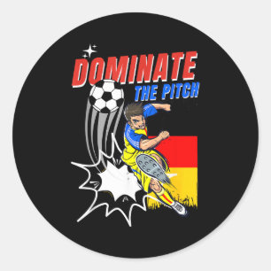 Dominate The Pitch Soccer Player Action Germany Fl Classic Round Sticker