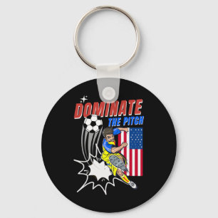 Dominate The Pitch Soccer Player Action Usa Flag D Key Ring