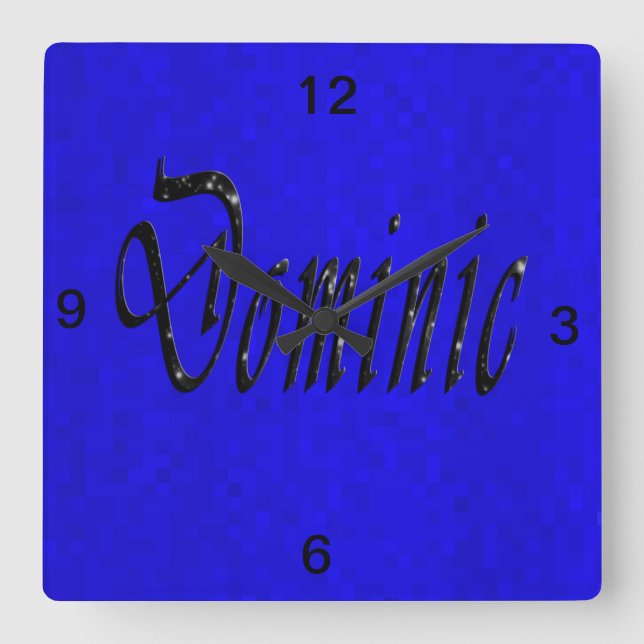 Dominic Name Logo, Square Wall Clock (Front)