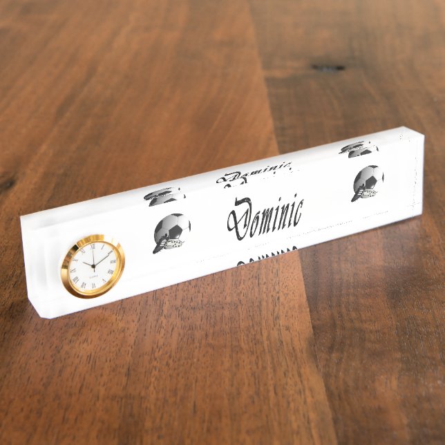 Dominic Name Logo With Soccerball And Shoes, Nameplate (Side)