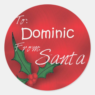 Dominic Personalised Holly Label41 Classic Round Sticker