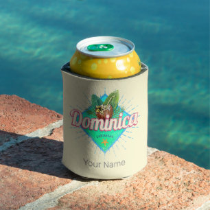 Dominica Caribbean Retro Vacation Vintage Island Can Cooler