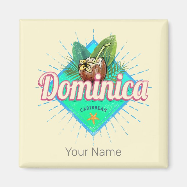 Dominica Caribbean Retro Vacation Vintage Island Magnet (Front)