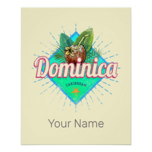 Dominica Caribbean Retro Vacation Vintage Island Poster