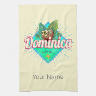 Dominica Caribbean Retro Vacation Vintage Island Tea Towel